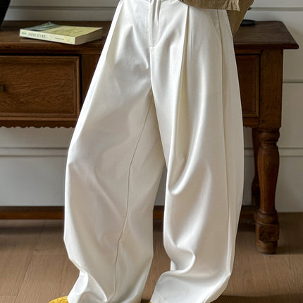 Juzhi Spring New Korean Style Versatile High-Waisted Floor-Length Draped Pleated Wide-Leg Pants 254701