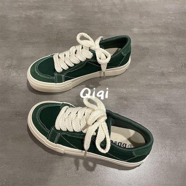 Fashionable Brand Red Canvas Shoes for Women 2024 New Spring and Autum Niche Chic Low-Top Flats Casual Board Shoes