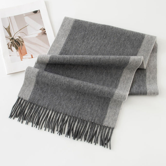 100% Wool Satin Double Face Towel Women Elegant Wool Scarf Simple All-match Warm Cold-proof Shawl