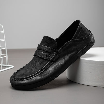 Men's Loafers, New Spring and Autumn Slip-On Shoes, Genuine Leather, Breathable, Casual Leather Shoes, Lightweight, Comfortable Driving Shoes, Lazy Shoes