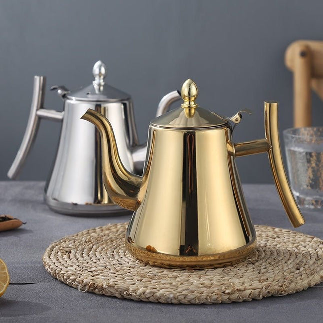 Thickened Stainless Steel Kettle Teapot Coffee Pot Oil Pot with Strainer Household Boiling Teapot Universal Flat Bottom Kettle