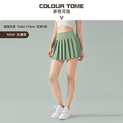 Spring and Summer New Dopamine Yoga Short Skirt Anti-running Fake Two-piece Tennis Skirt Quick-drying Fitness Sports Skirt Pleated Skirt