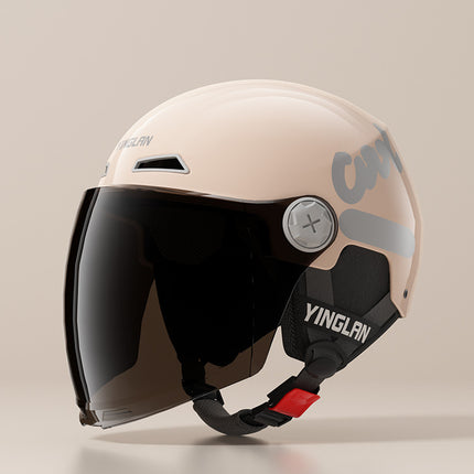Camp cable helmet female electric car 3c new national standard four seasons universal battery car motorcycle male retro helmet half winter