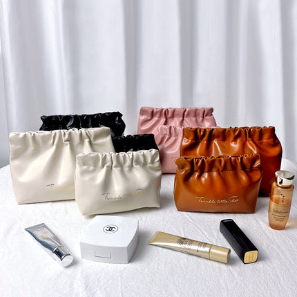 Portable storage bag lipstick cosmetic bag carry-on bag data line coin purse PU shrapnel bag automatic closing fold bag