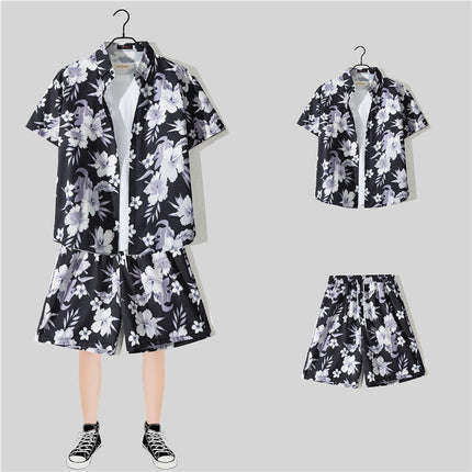 Short-sleeved Flower Shirt Hainan Island Clothing Beach Clothing Sanya Summer Weifeng Thailand Travel Men's Couple Summer Thin suit