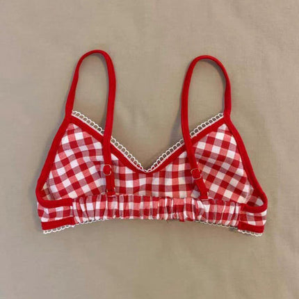Solid Color French Sexy Solid Color Triangle Cup No Steel Ring Comfortable Bra Thin Shoulder Strap Underwear Front Buckle Bra Trend