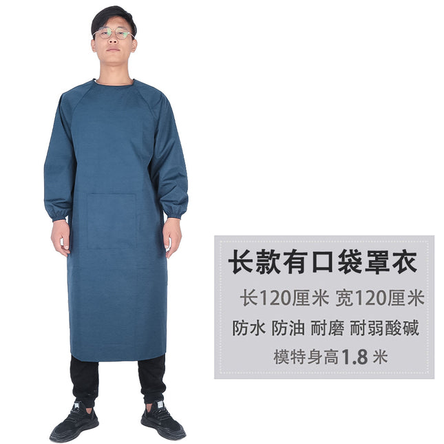 Long sleeve apron overalls oil-proof waterproof adult men's and women's overalls kitchen work work anti-dress apron wholesale