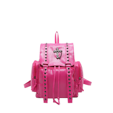 Large Capacity Backpack for Women 2026 New Style Cross-Studded Casual Unique Niche Student Backpack