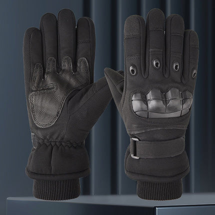 Winter Warm Tactical Gloves Men's Soft Rubber Shell Protective Plus Velvet Full-Finger Touch Screen Outdoor Cycling Cold-Proof Gloves