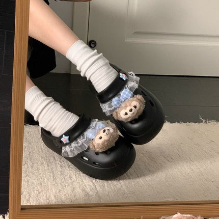 Breathable Non-Slip Clogs for Women, Summer Outdoor Wear, 2026 New Cartoon Shirley Rose Cute Beach Thick-Soled Closed-Toe Slippers