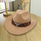 [warped western cowboy big and small bull head] khaki / Adjustable