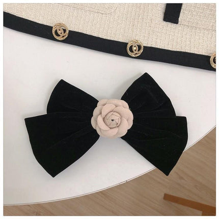 Summer big bow ribbon hairpin women's high-grade back head top clip spring clip hairpin clip hair accessories 17cm