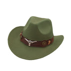 [warped western cowboy big and small bull head] military green / Adjustable