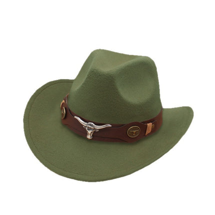 American Retro Western Knight Hat Men's Top Hat Spring and Autumn Jazz Hat Women's British Casual High-End Large-Brimmed Woolen Hat Women's