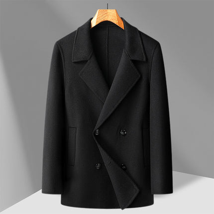 Autumn and Winter New Men's Handmade Double-Sided Woolen Outwear Double-Breasted Velvet Removable Liner Woolen Outwear Men's Outwear