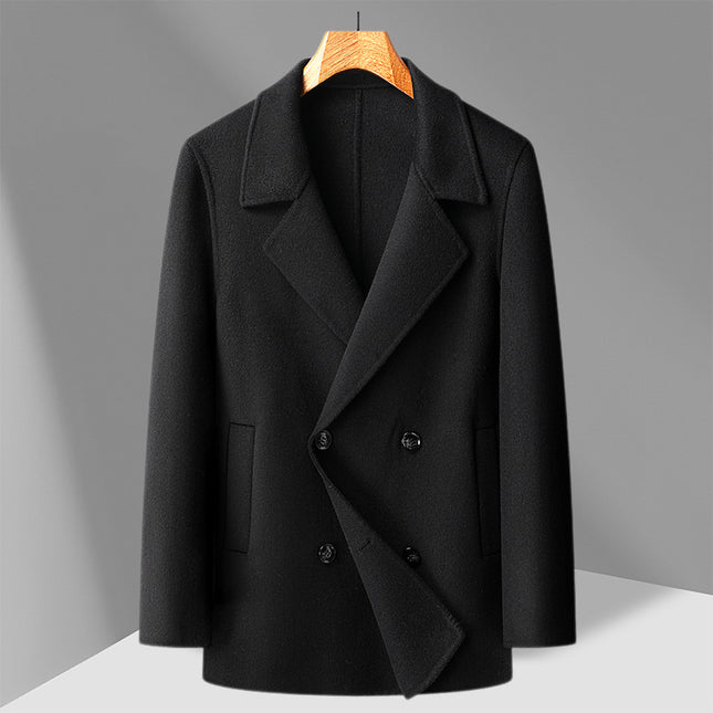 Autumn and Winter New Men's Handmade Double-Sided Woolen Outwear Double-Breasted Velvet Removable Liner Woolen Outwear Men's Outwear