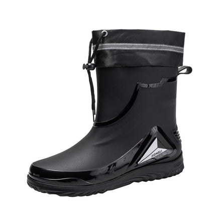 Cross-Border Rain Boots for Men, Water Shoes with Fleece Lining, Men's Water Boots, Outdoor Work Non-Slip Kitchen Wear-Resistant Waterproof Rubber Shoes