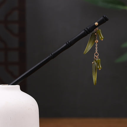 Antique Hairpin Tassel Step Wooden Hairpin Imitation Ebony Headwear Disc Hair Han Clothes Accessories Hair-pulled Ancient Clothes Hair Women
