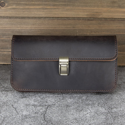 Retro European and American style leather mobile phone waist bag men's horizontal belt mobile phone bag crazy horse leather first layer cowhide bag batch