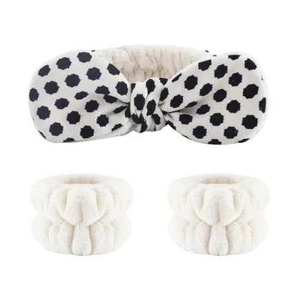 Amazon Plush Headband Wristband Set Face Washing Absorbent Headband Cartoon Cute Waterproof Hairband Wholesale