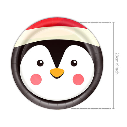 Amazon New Product Christmas Decoration Party Tableware Cartoon Snowman Christmas Napkin Party Holiday Paper Plate