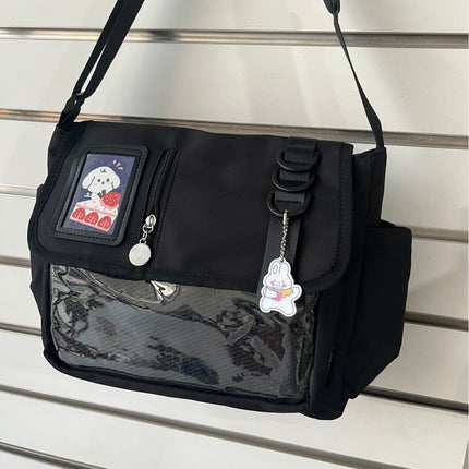 Japanese-Style Original Canvas Tote Bag, College Style Design, Casual Versatile Shoulder Bag, Lightweight Waterproof Burden-Reducing Crossbody Bag