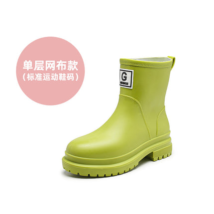 Cross-Border Popular Japanese and Korean High-End Rain Boots for Women, Mid-Calf Non-Slip Internet Celebrity Rain Boots, Waterproof Overshoes, Rubber Shoes, Water Boots