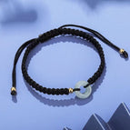 Light green safety buckle braided black bracelet
