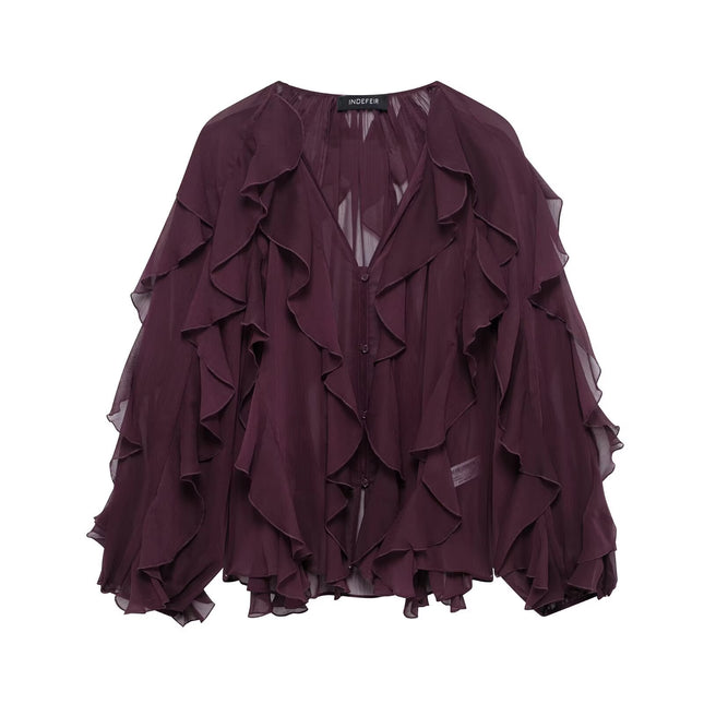 Cross-border new products 2025 European and American style women's foreign trade wholesale ZR in stock laminated decorative shirt