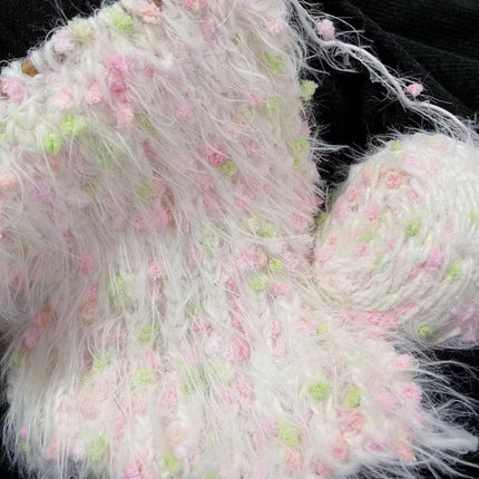 Long-haired rainbow candy scarf handmade diy wool long-haired scarf material package warm mohair warm peas thread