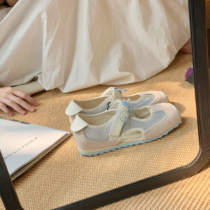 Cowhide Grape Mom Functional Ugly Cute Casual sneaker Women's Side Empty Sandals Velcro Drawstring Flat Lizen Shoes