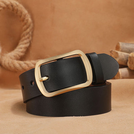 Vintage Belt Men's Genuine Leather Casual Business Simple Cowhide Belt Men's Young and Middle-aged Fashionable All-match Pin Buckle Belt