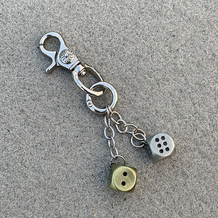 Vintage Floral Heavy-Duty Keychain Dice Pendant Accessory Bag Charm Trendy Niche Style