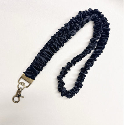 Long Mobile Phone Lanyard with a Neck-Hanging Design, Handmade Sturdy Pleated Fabric Phone Strap with Metal Buckle and Elastic Decorative Chain