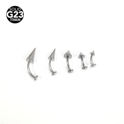 G23 titanium alloy flat-bottomed curved rod internal thread pointed cone devil lip nail ear bone nail puncture jewelry 6~16mm length