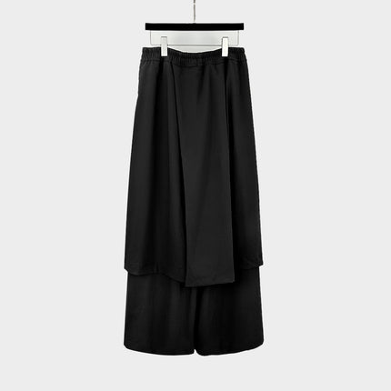 Subhuman Men's | 24 Autumn and Winter Japanese Yamamoto Style Asymmetrical Apron Black Long Casual Drawstring Pants