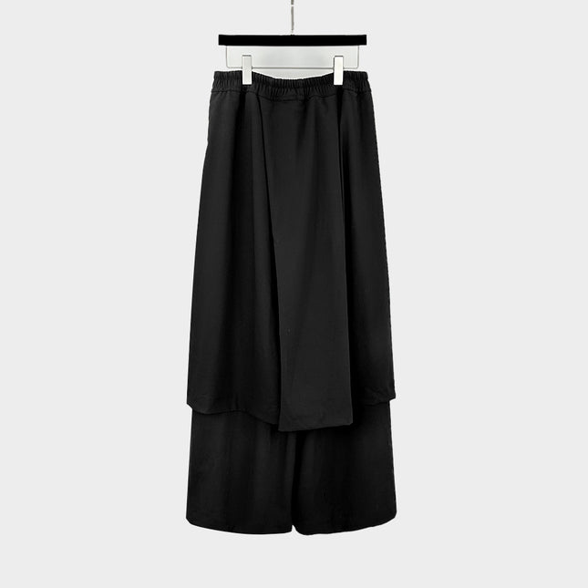 Subhuman Men's | 24 Autumn and Winter Japanese Yamamoto Style Asymmetrical Apron Black Long Casual Drawstring Pants