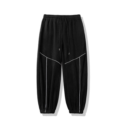 Autumn and Winter New Trendy Brand High Street Reflective Line Leggings Sweatpants Men's Loose Casual Versatile Polar Fleece Beauty