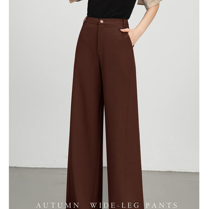 Wide-Leg Wool Pants for Women Spring and Summer 2025 New Loose Draped Straight Pants Commuter Autumn Trousers Casual Wide-Leg