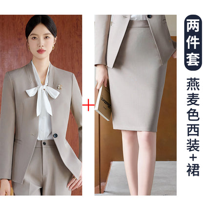 High-End Spring & Fall Hotel Front Desk Professional Wear Long-Sleeved Sales Department Reception 4S Store Sales Consultant Fashion Suit Suit