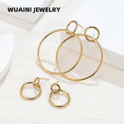 Minimalist Metal Hoop Earrings with a Magazine Style, Trendy and Cool Titanium Steel Stud Earrings for Women