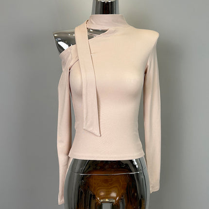 South Korea Dongdaemun's new product is very feminine ~ atmosphere feeling with shoulder strap and figure long sleeve T-shirt le