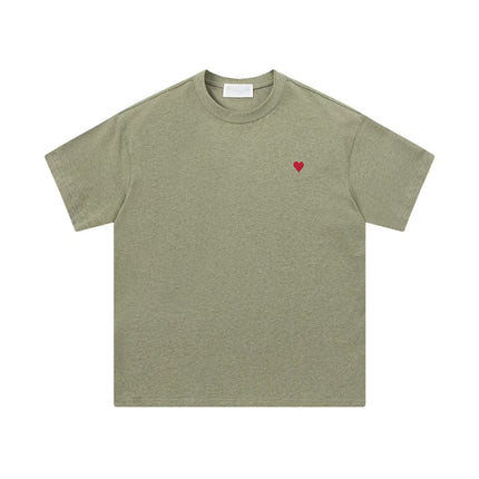 Cross-Border Am* Short-Sleeved Pure Cotton Embroidered Round Neck T-Shirt Summer Casual Loose Couple Wear Star Same Style Drop Shipping