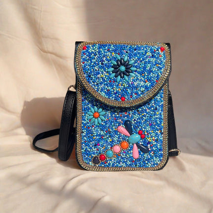 Bohemian Women's Mobile Phone Bag Xinjiang Inner Mongolia Yunnan Travel Souvenir Retro Heavy Industry Rice Bead Shoulder Bag