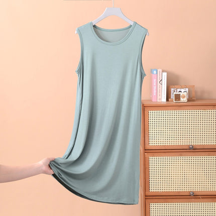 Modal Vest Dress Nightgown Women's Bottoming Skirt Summer Large Size Thin Sleeveless Mid-Length Skirt Fat mm 100kg Dress