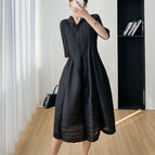 Black half open collar Middle sleeve / All yards