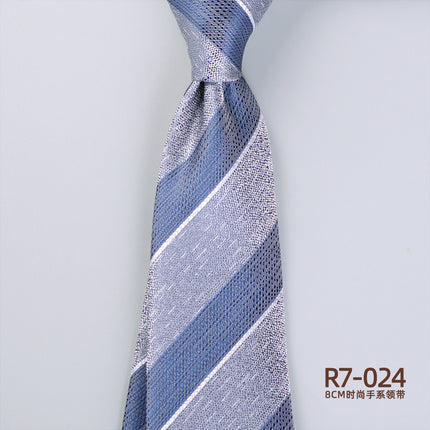 Korean-style British Business Dress Brown Green Suit Shirt Accessories All-match Retro Hand-Style 8cm Striped Tie for Men