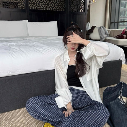 [Add fertilizer to increase] winter fleece-lined thick lambswool plat pants women's high waist warm casual pants