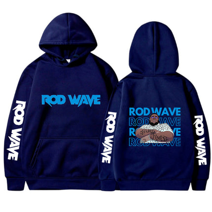 2023 Cross-Border New Product Rod Wave Series Front and Rear Lettering Peripheral Fashion Casual Hooded Sweatshirt