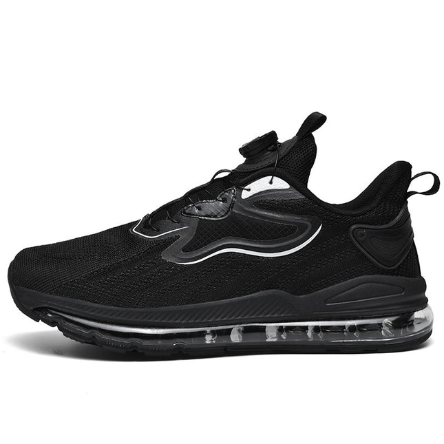Large Size47 Men's Lace-Free Summer Rotating Button Air Cushion Sports Genuine Leather